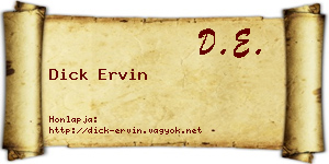 Dick Ervin névjegykártya